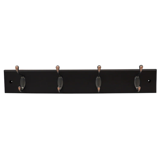 4 Double Hook Wall Mounted Hanging Rack, Brown