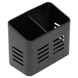 Dual Compartment Stainless Steel Cutlery Holder, Black
