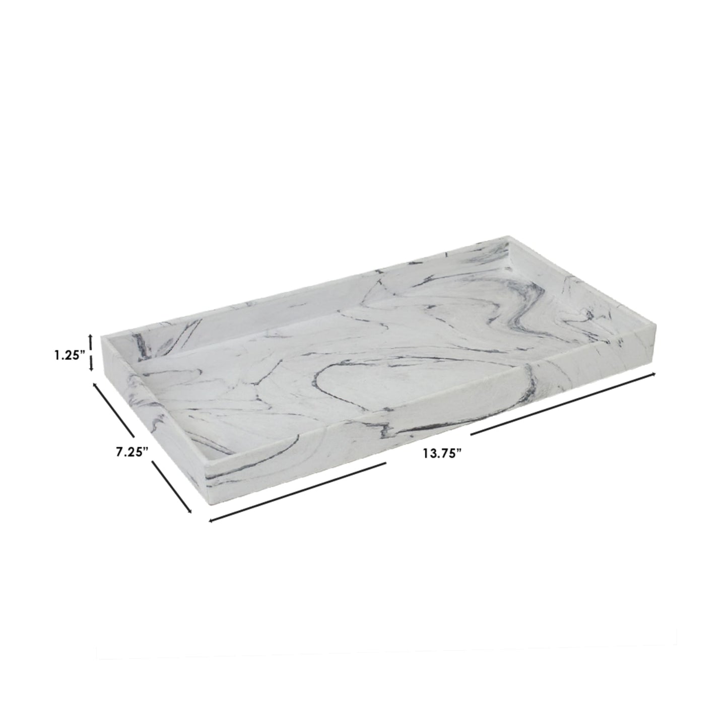 Faux Marble Vanity Tray, White