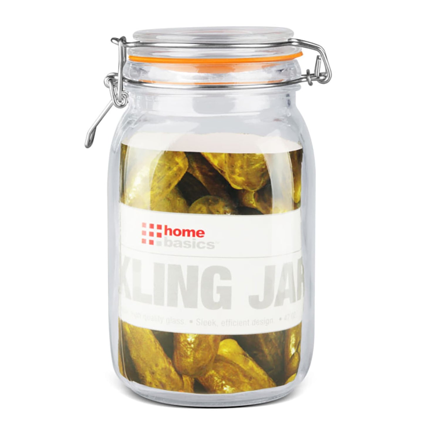 47 oz. Glass Pickling Jar with Wire Bail Lid and Rubber Seal Gasket