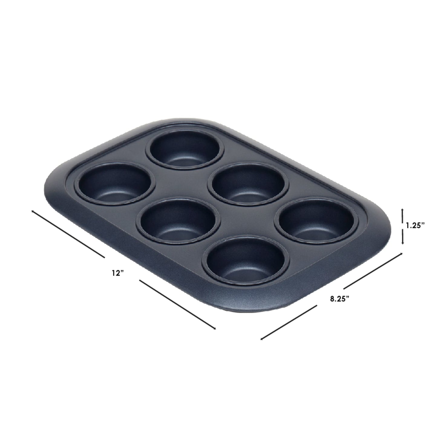 Michael Graves Design Textured Non-Stick 6 Cup Carbon Steel Muffin Pan, Indigo