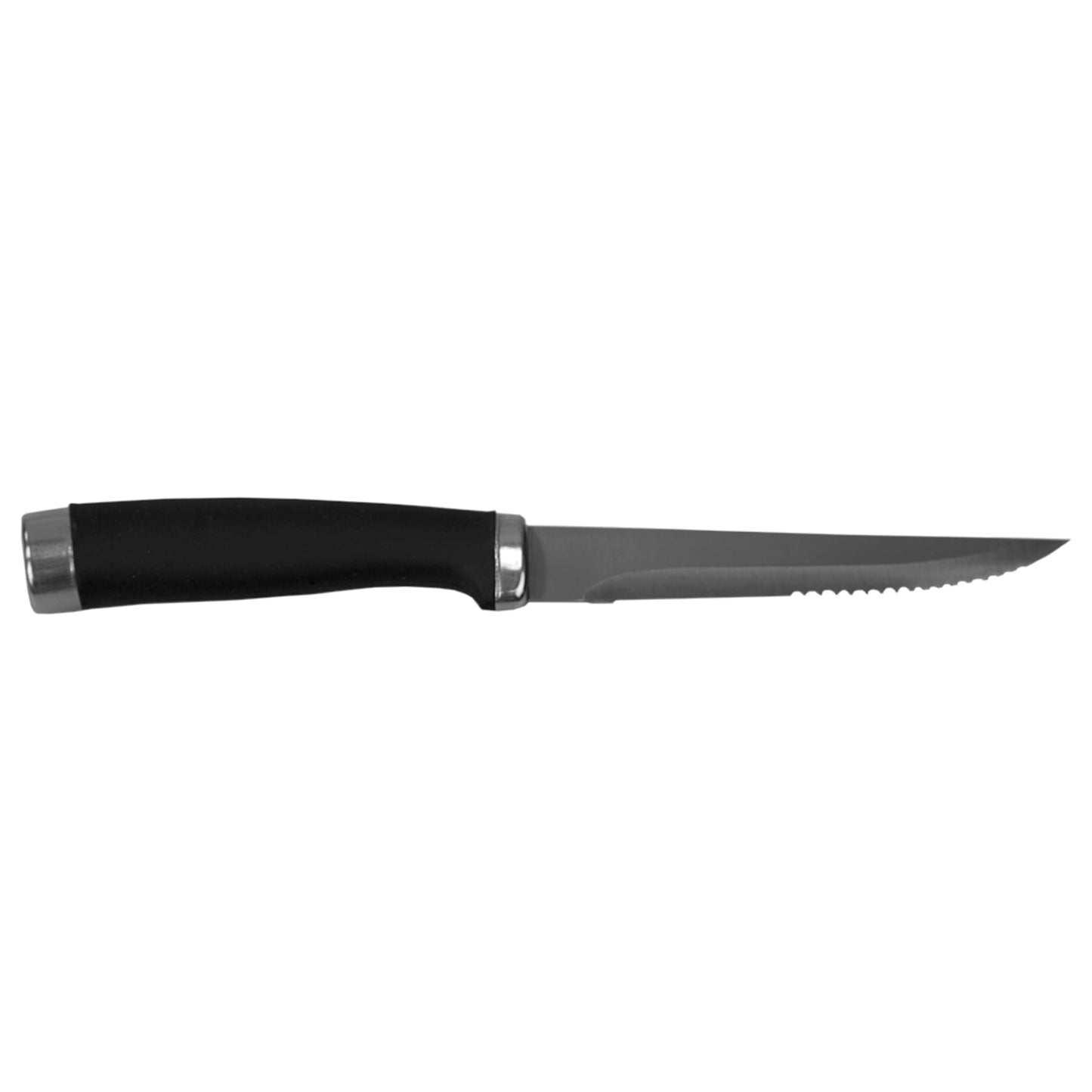 Stainless Steel Steak Knives with Non-Slip Handles, (Set of 4),  Black