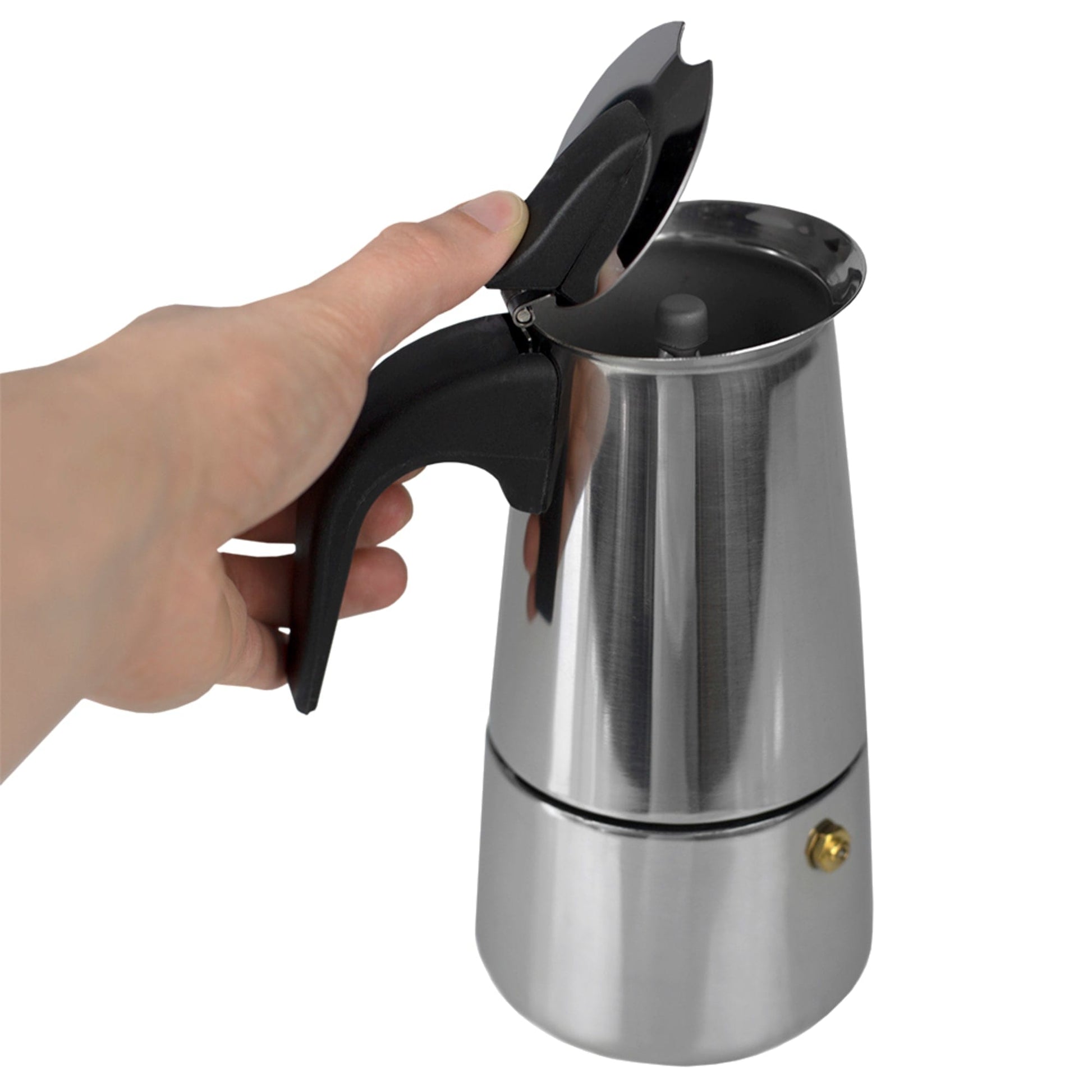 Home Basics 9 Cup Demitasse Shot Aluminum Stovetop Espresso Maker, Grey, HYDRATION