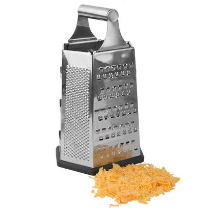 Heavy Weight 6 Sided Stainless Steel Cheese Grater with Non-Skid Rubber Base, Black