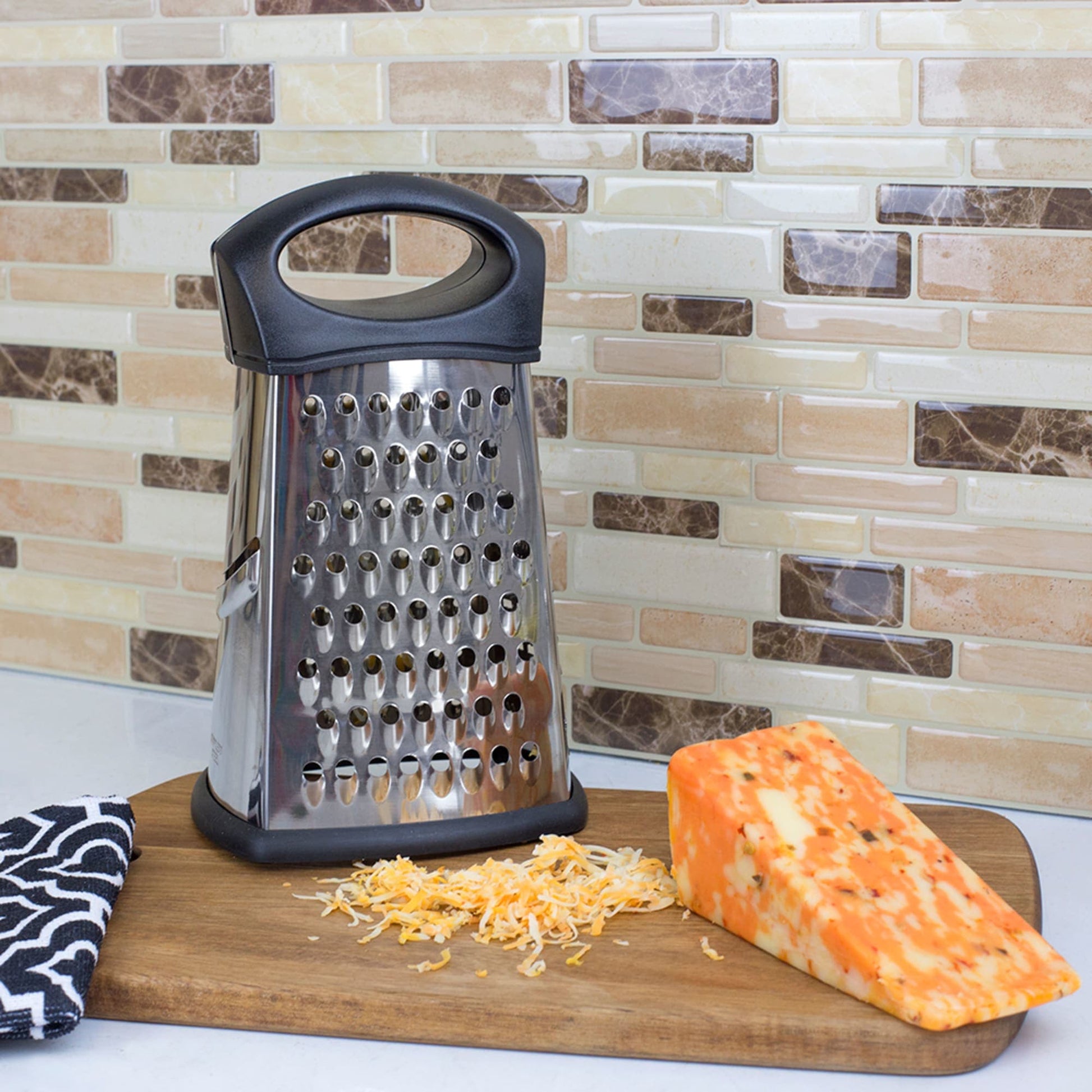 Cheese Grater with Container and Lid, Stainless Steel Box Grater with Storage Container, Grater with 2 Coarse and Fine Grater Plates, Kitchen Grater