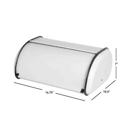 Roll-Top Lid Steel Bread Box, White