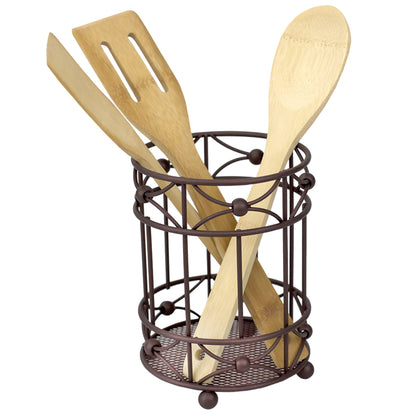 Arbor Collection Cutlery Holder with Mesh Bottom and Non-Skid Feet, Oil-Rubbed Bronze