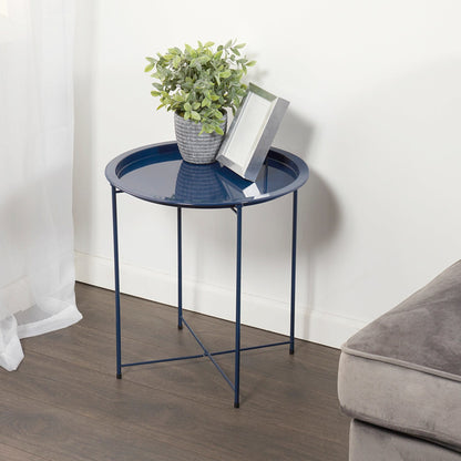 Round Metal Tray Top Side Table