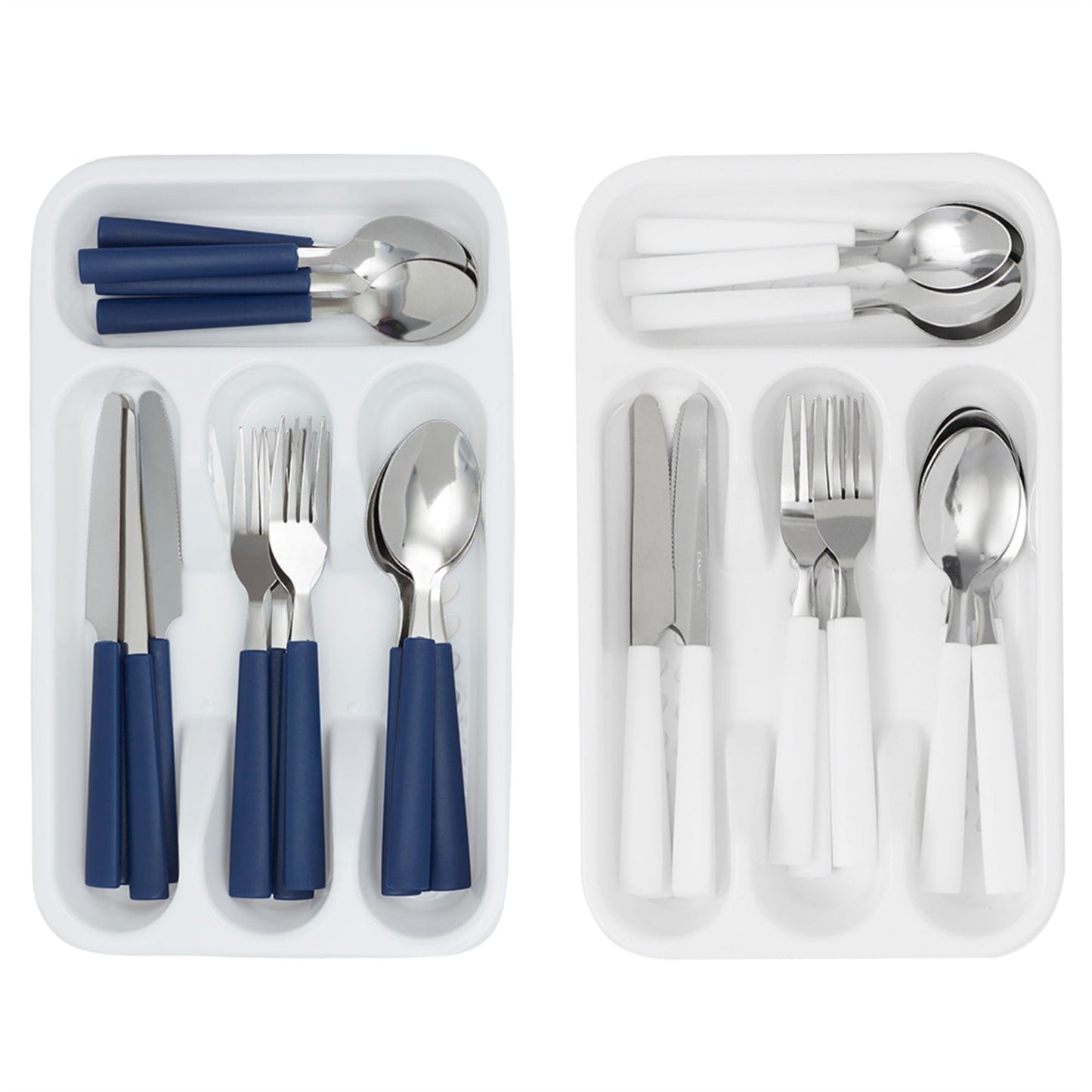 16 Piece Stainless Steel Flatware Set with Plastic Tray