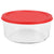 Round 55 oz. Borosilicate Glass Food Storage Container with Red Lid
