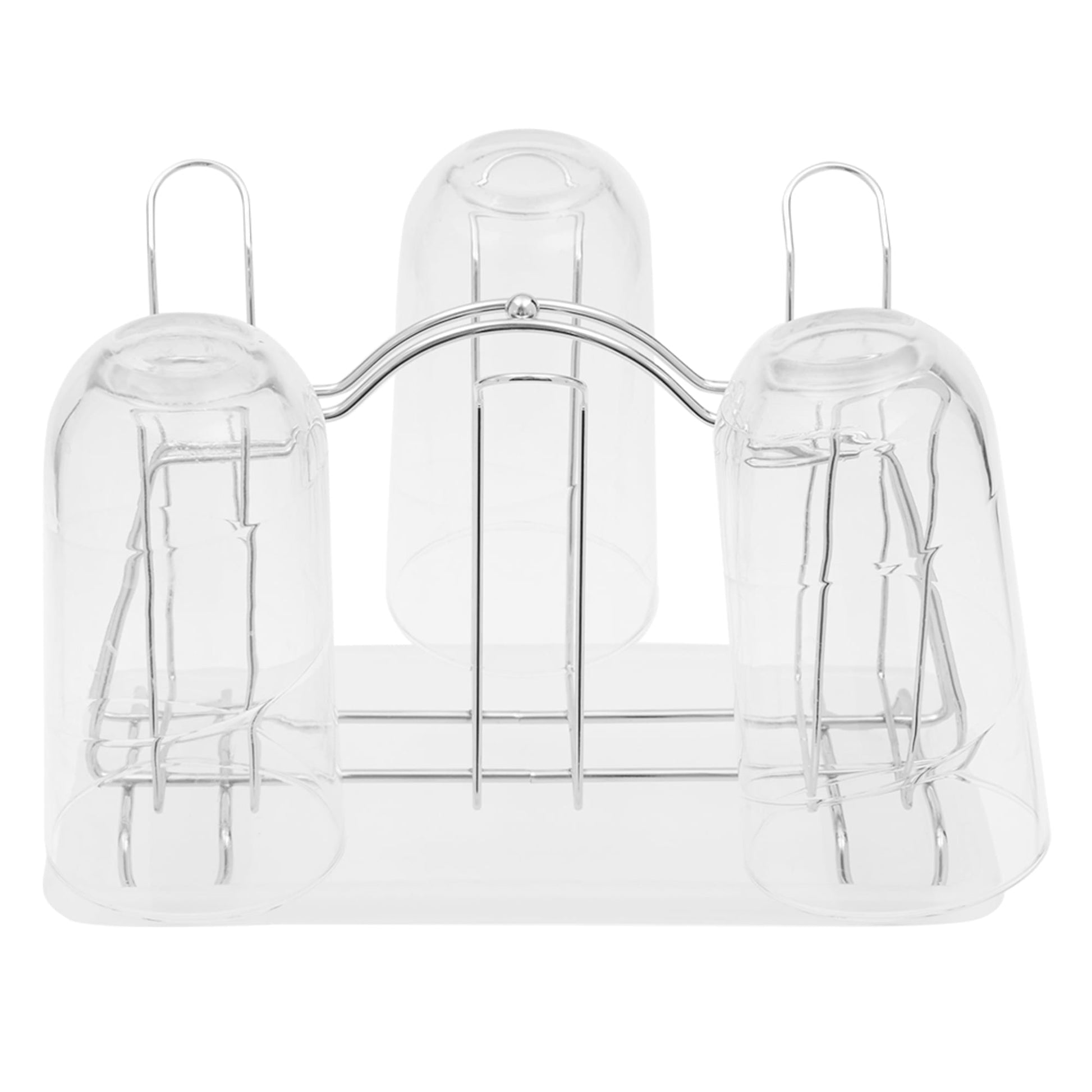 Lyellfe 2 Pack Cup Drying Rack, Glass Bottle Holder with Drain Tray,  Silicone Protective Hooks, Carbon Steel Non Slip Cup Mug Organizer Tree for