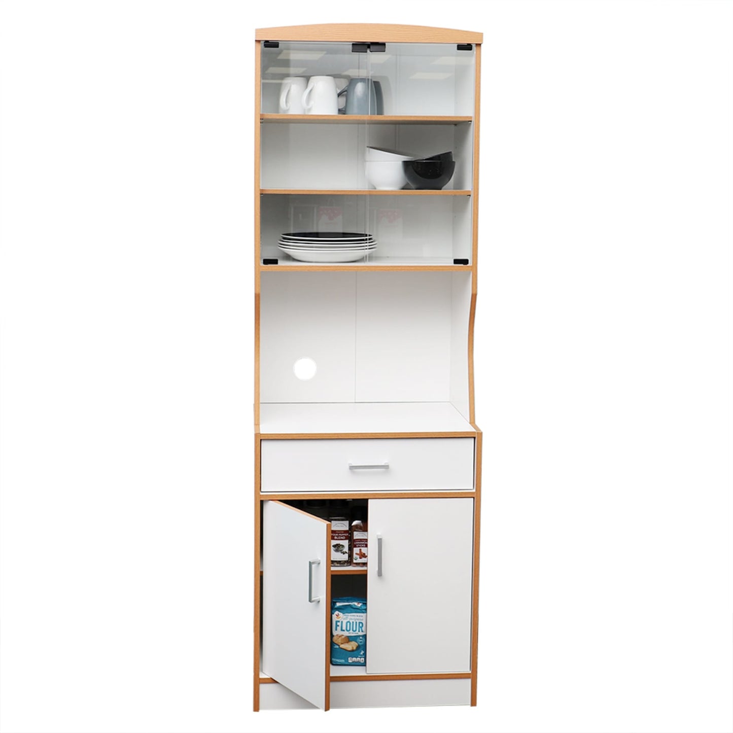 Large Wood Microwave Cabinet, White