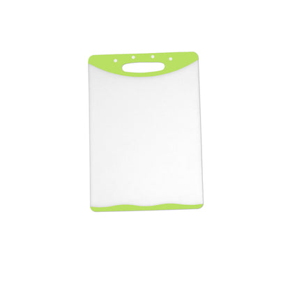 Home Basics 12” x 18" Dual Sided Plastic Cutting Board with Rubberized Non-Slip Edges, Green - Green