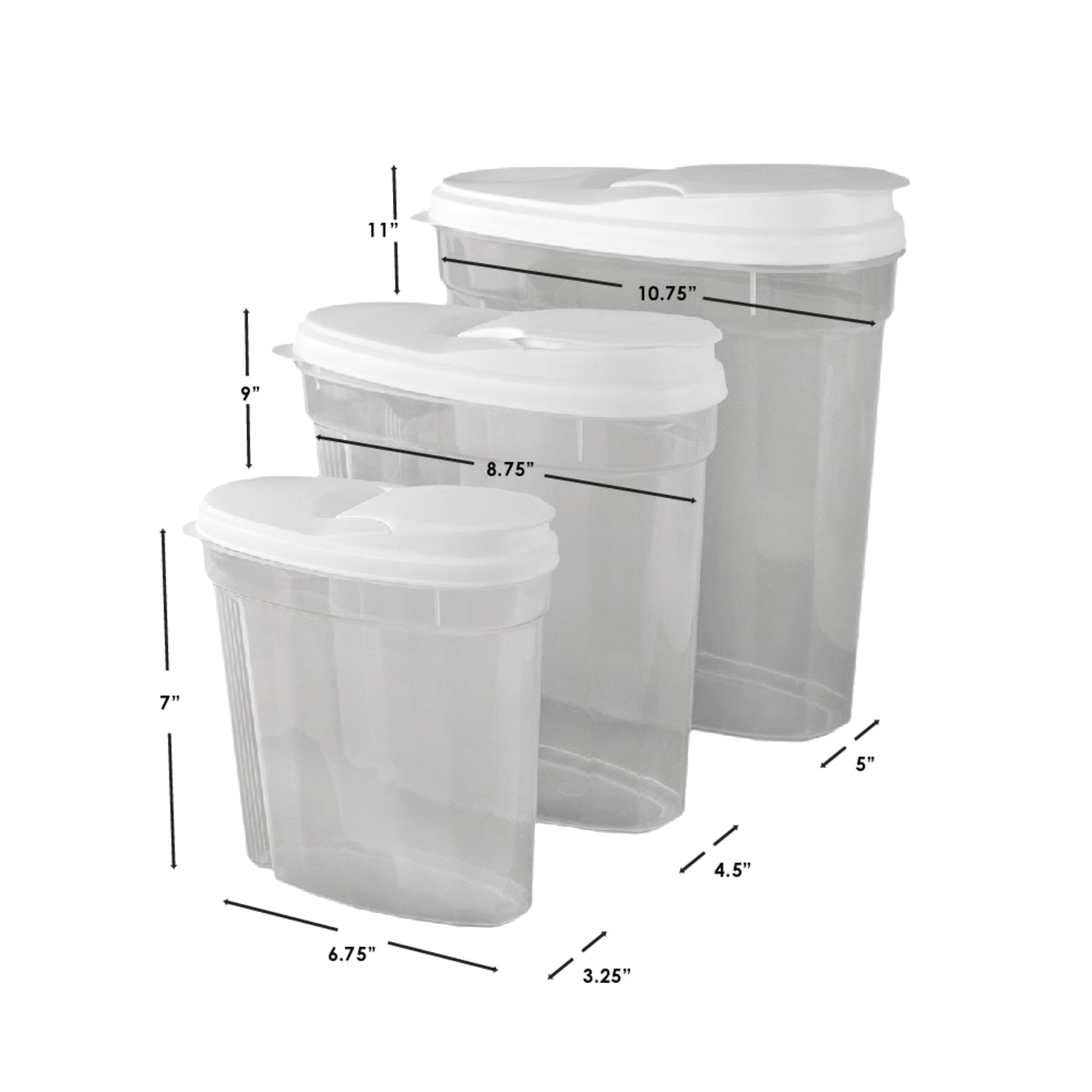 3 Piece Plastic Cereal Container