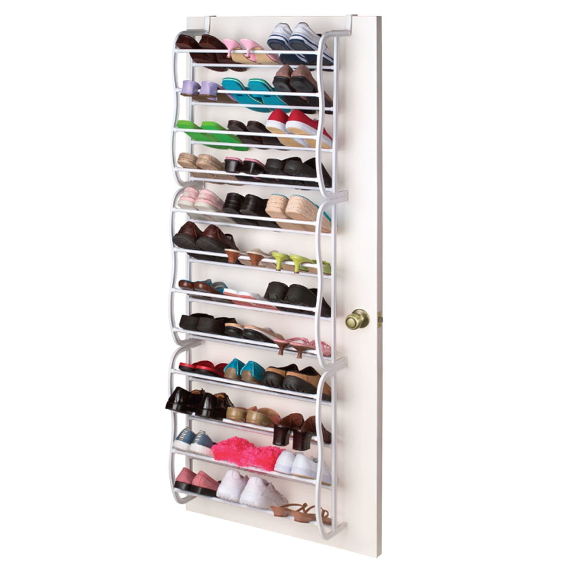 Mainstays 4-Tier Shoe Rack White Plastic Frame, Gray Coating, Up to 12 Pairs