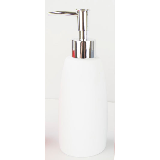 Home Basics Rubberized Ceramic Cylinder Soap Dispenser, White - White