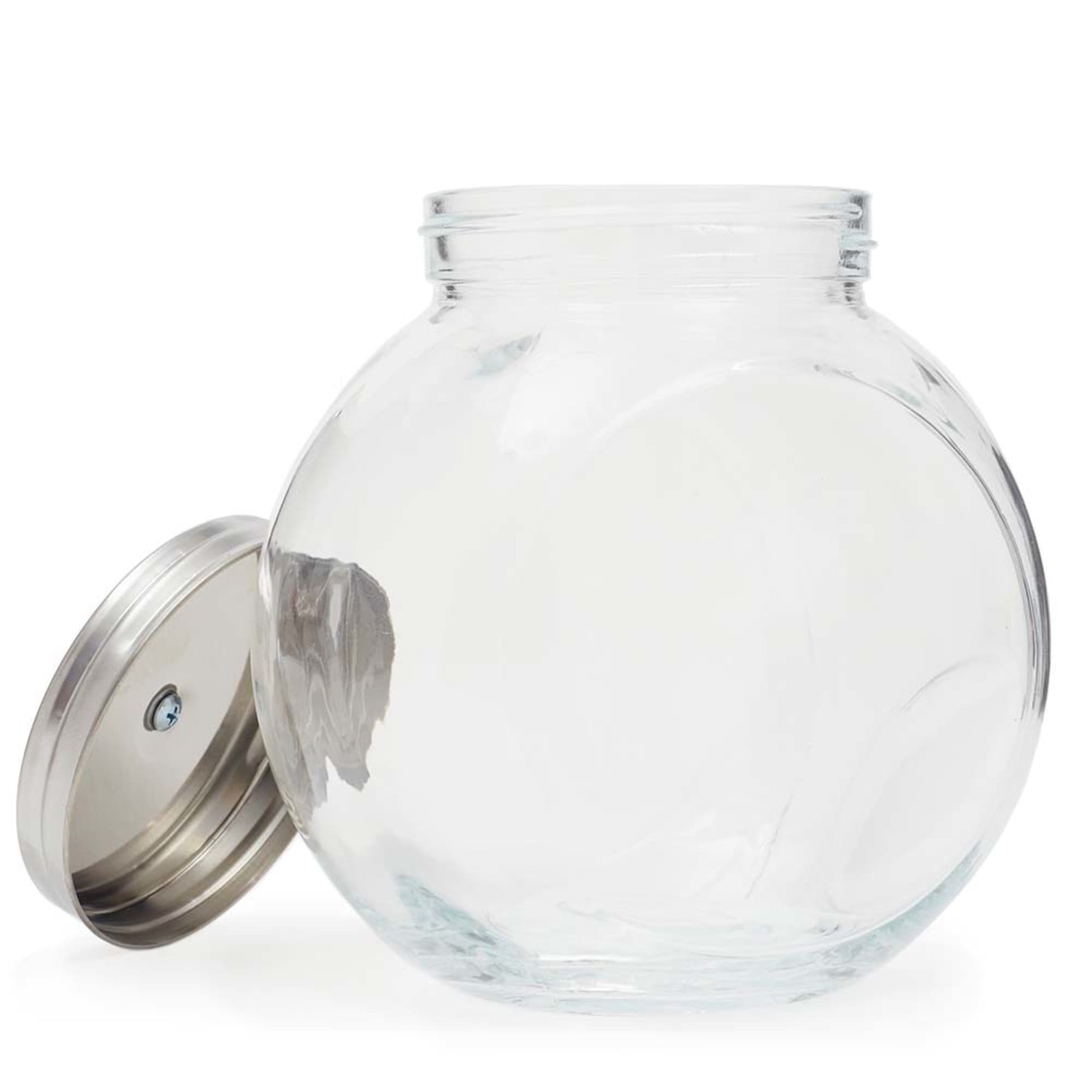 Home Basics X-Large 131.87 oz. Round Glass Candy Storage Jar with Stainless  Steel Top, Clear, Each - King Soopers
