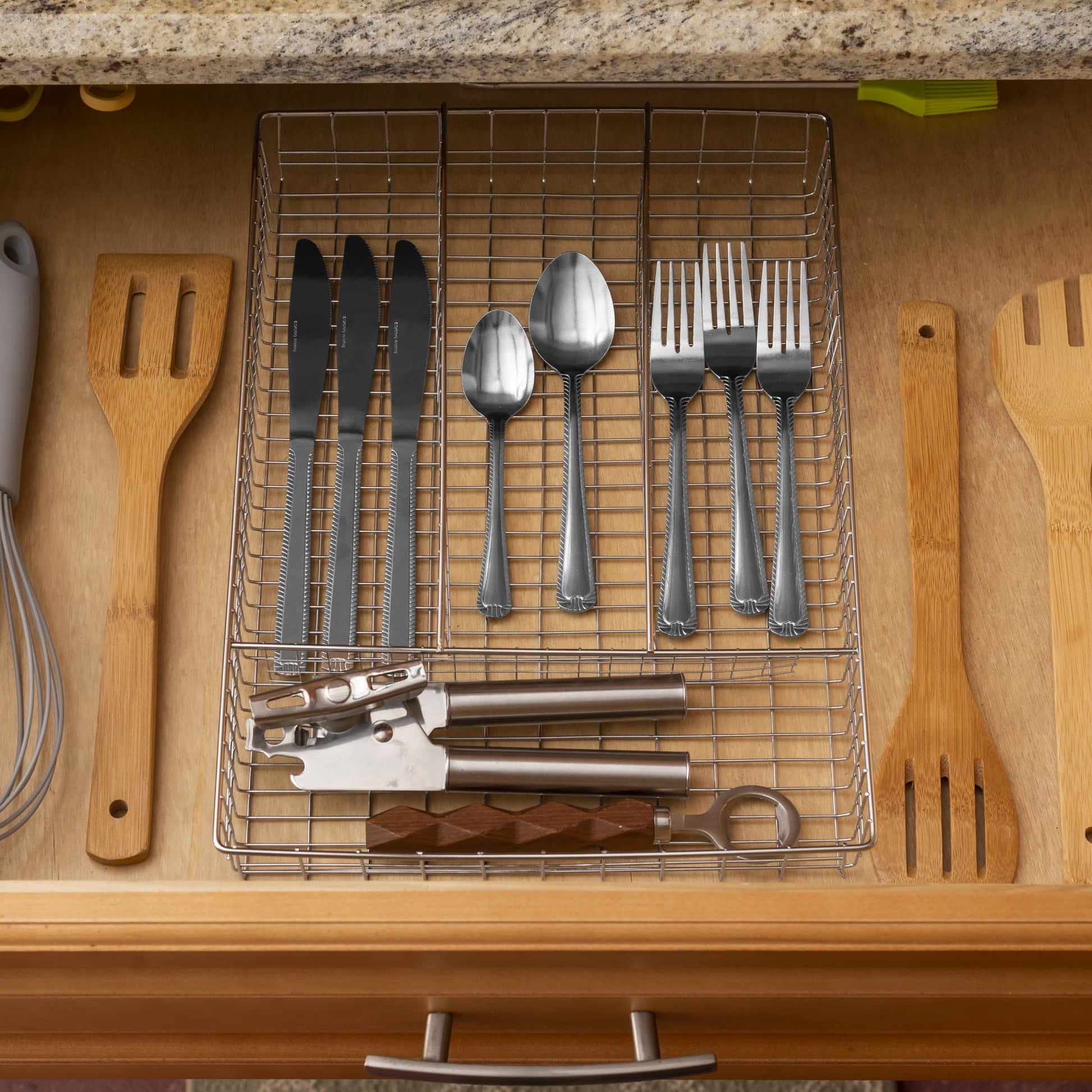 Kitchen accessories : Stainless steel cutlery tray - 4 rows