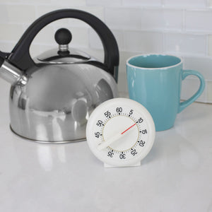 60 Minute Stainless Steel Mechanical Kitchen Timer, White