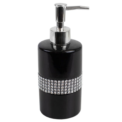 4 Piece  Luxury Bath Accessory Set with Stunning Sequin Accents, Black