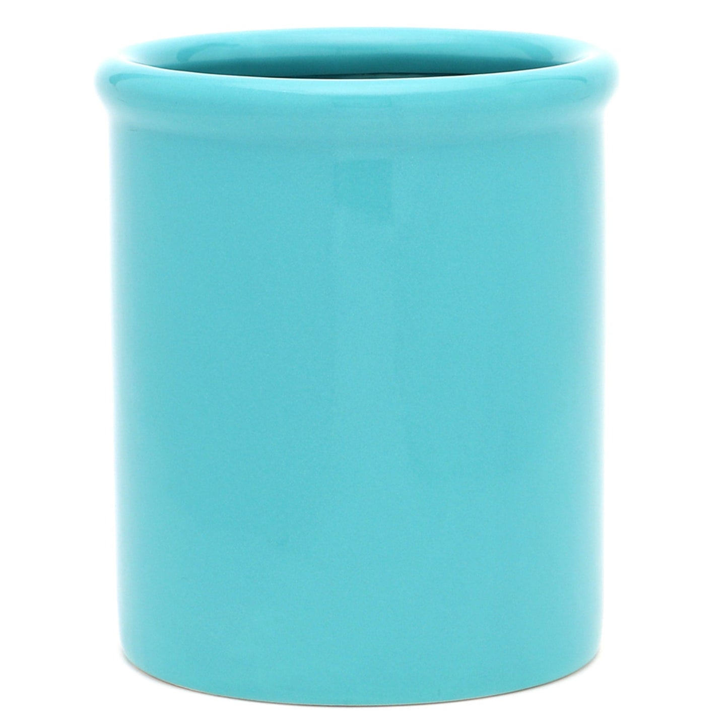 Glazed Ceramic Utensil Crock, Turquoise