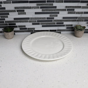 Embossed Circle 10.5" Ceramic Dinner Plate, White