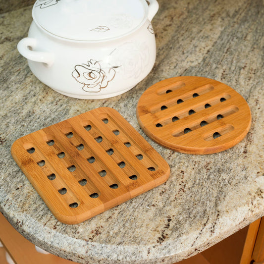 2 Piece Bamboo Trivet, Natural