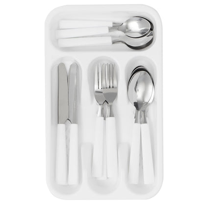 16 Piece Stainless Steel Flatware Set with Plastic Tray