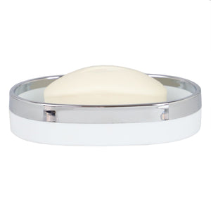 Skylar Oval Ridged ABS Plastic Soap Dish, White