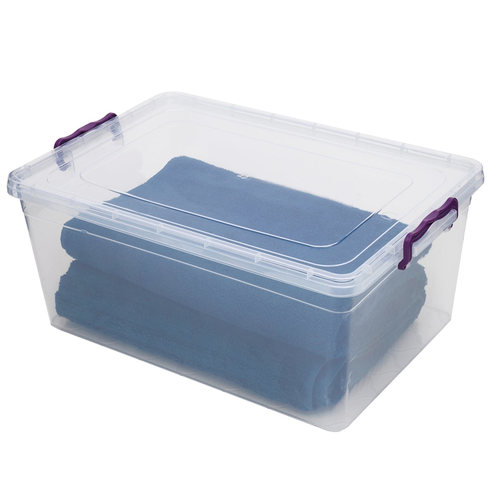 6 pieces Home Basics 30 Liter Plastic Storage Container With Lid, Clear -  Storage & Organization - at 