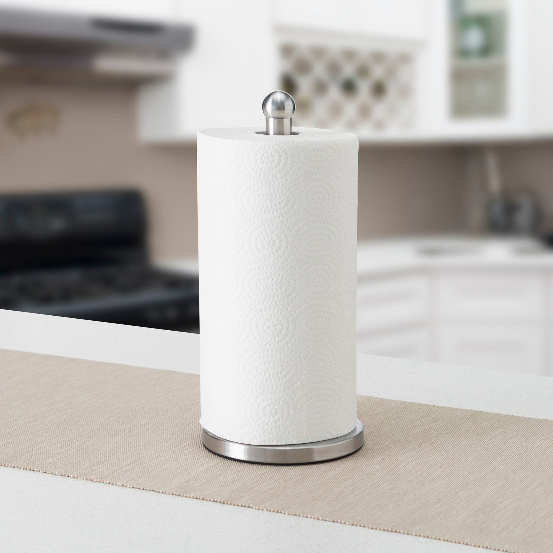Home Basics Grove Free Standing Paper Towel Holder with Weighted Base,  White, KITCHEN ORGANIZATION