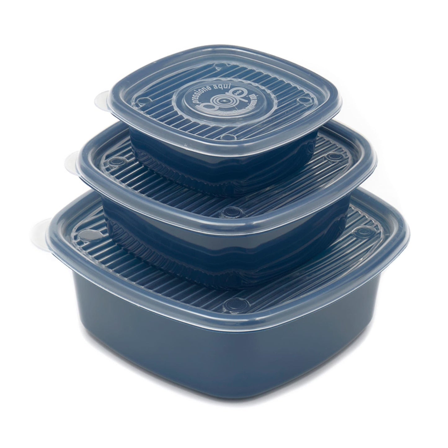 6 Piece Square Plastic Meal Prep Set, Blue