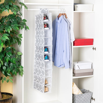 Arabesque 10  Shelf Non-woven Hanging Closet Organizer, Grey
