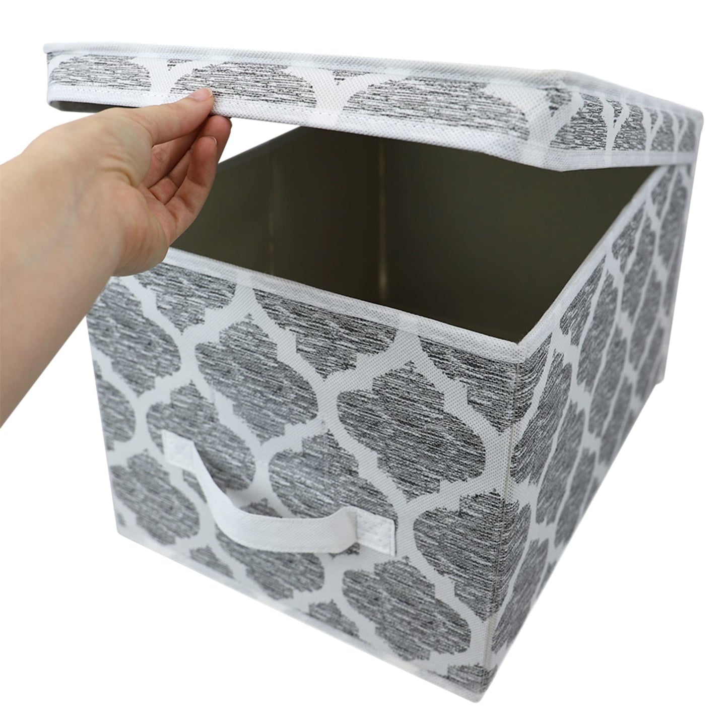 Arabesque Large Non-Woven  Storage Box with Label Window, Grey