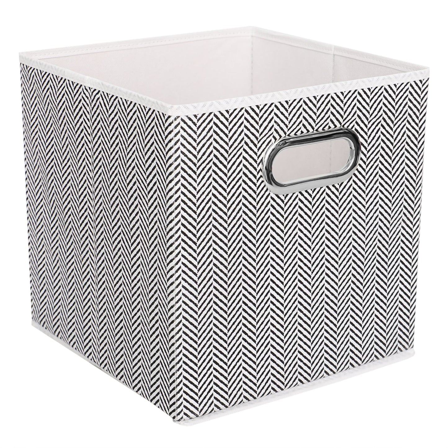Herring Weave Collapsible Non-Woven Storage Bin with Grommet Handle, Black