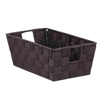 Small Polyester Woven Strap Open Bin, Brown