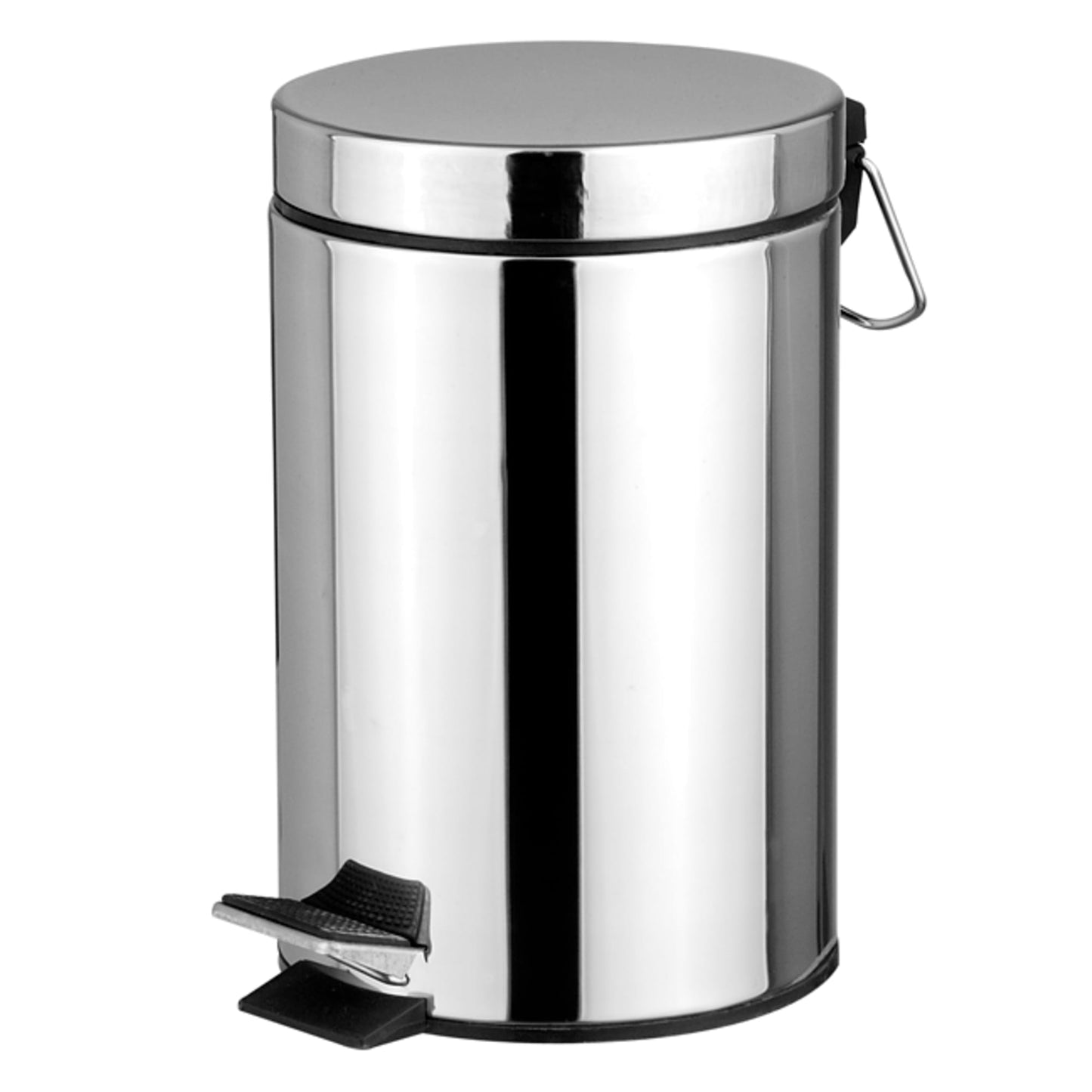 20 Liter Polished Stainless Steel Round Waste Bin, Silver