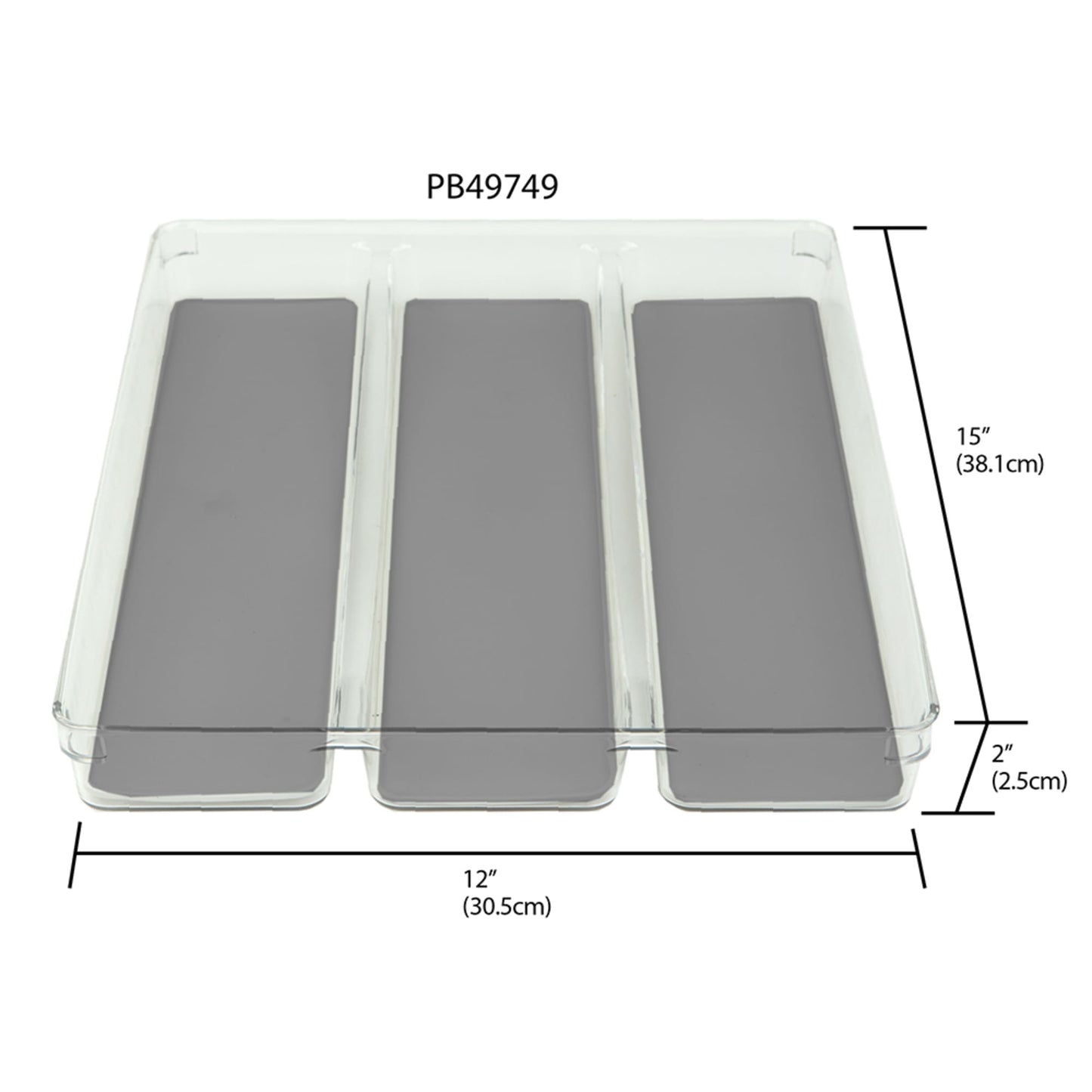 12" x 15" x 2"  Plastic Drawer Organizer with Rubber Liner