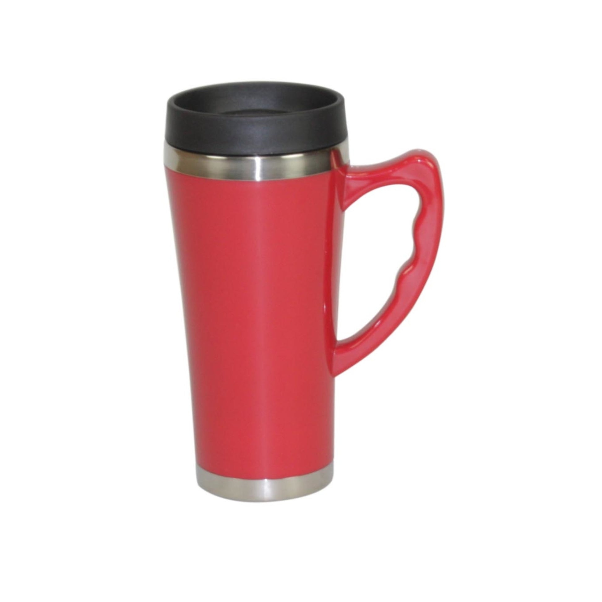 Home Basics Stainless Steel Travel Mug with Handle - Red
