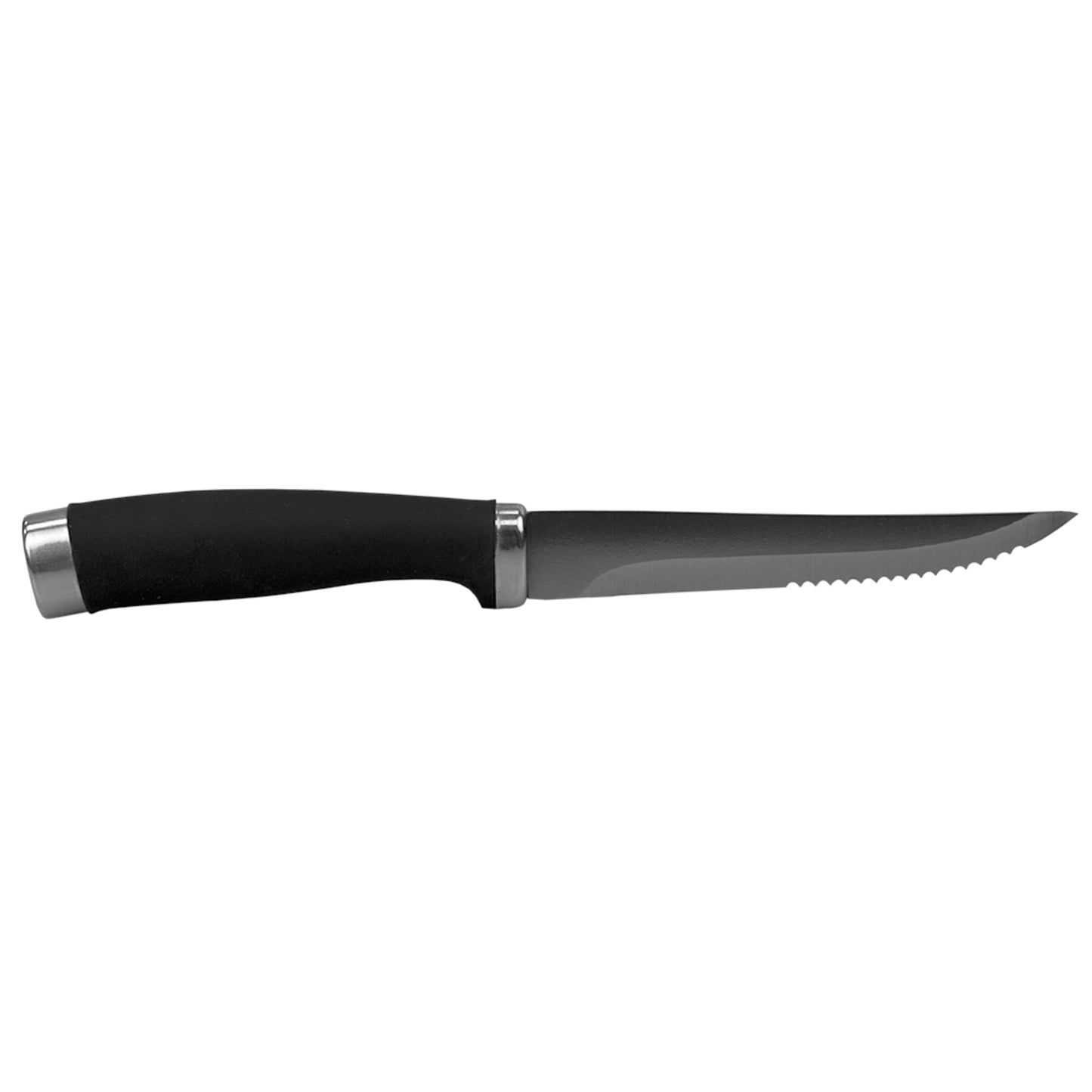 Stainless Steel Steak Knives with Non-Slip Handles, (Set of 4),  Black