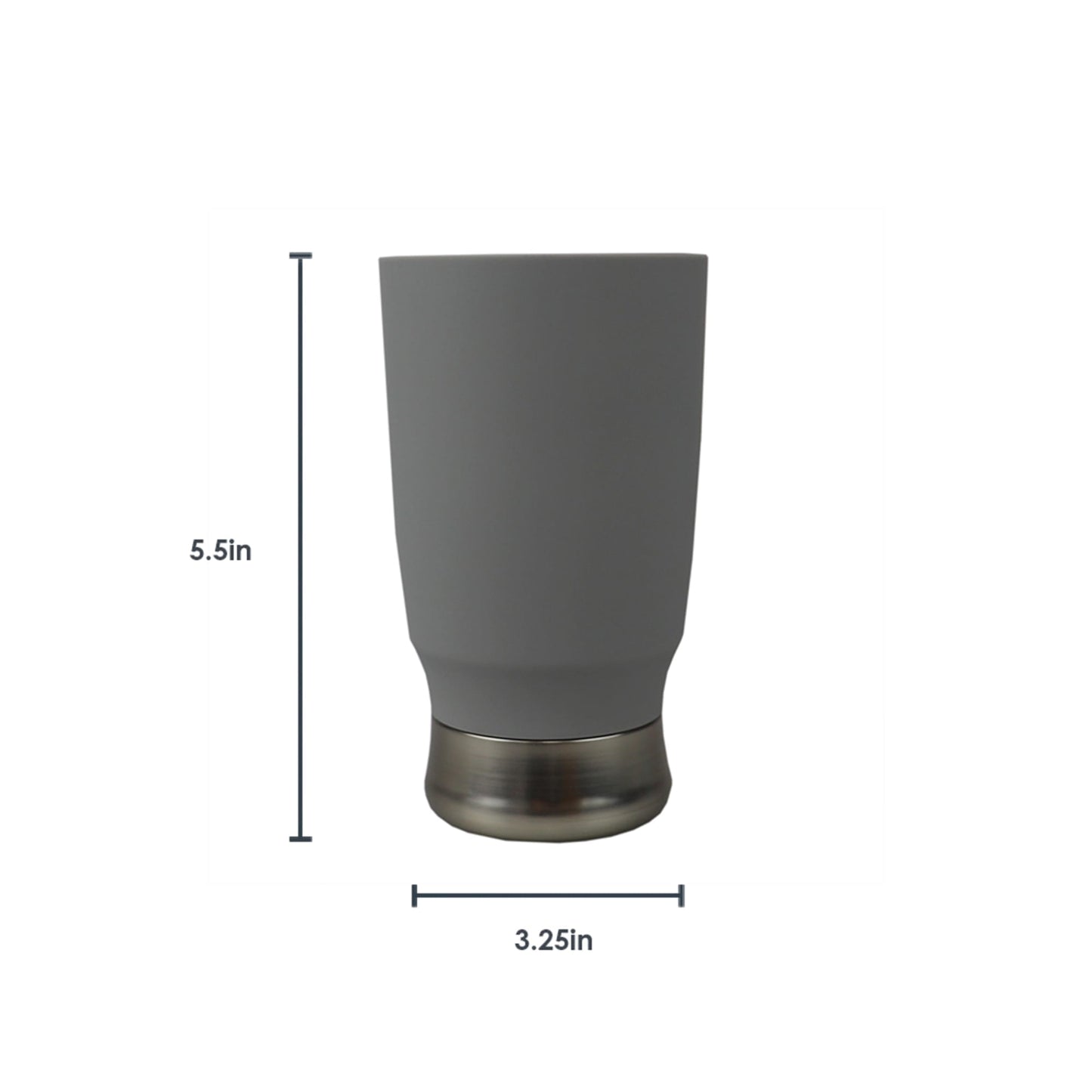 Rubberized Plastic Tumbler with Steel Base, Grey