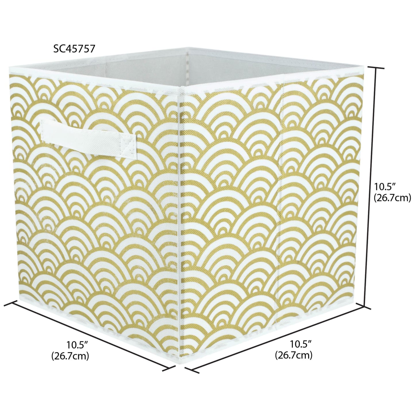 Metallic Scallop Collapsible Non-Woven Storage Cube, Gold
