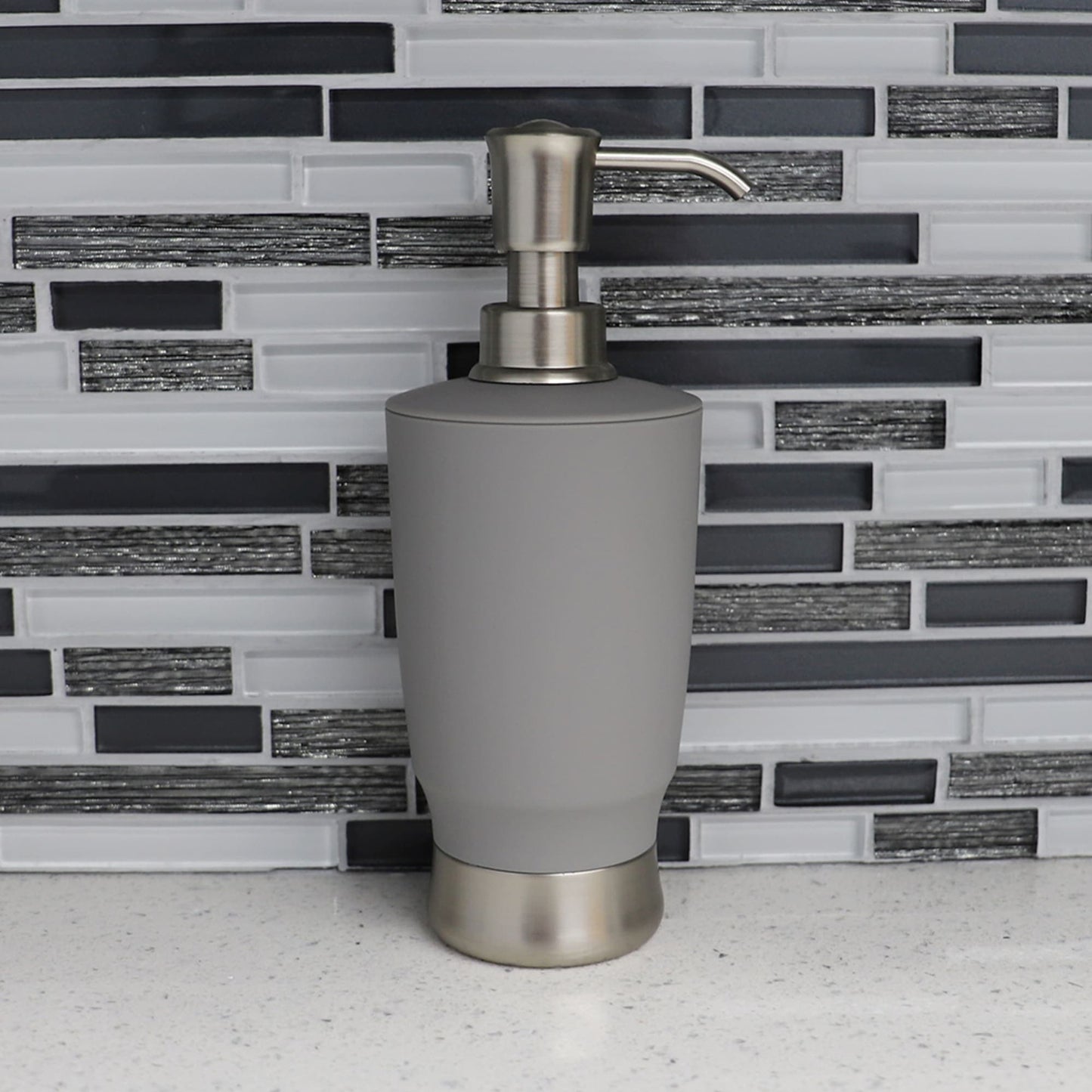 Rubberized Plastic Countertop Soap Dispenser, Grey