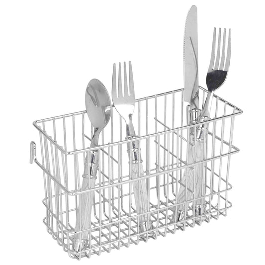 3 Slot Hanging Chrome Plated Steel Cutlery Drying Rack Basket Holder