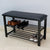 Cushioned Storage Bench with 2 Tier Steel Shoe Rack, Black