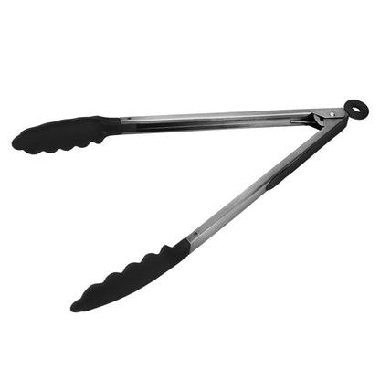 Stainless Steel Silicone Kitchen Tongs, Black