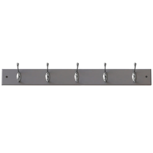 5 Double Hook Wall Mounted Hanging Rack, Grey