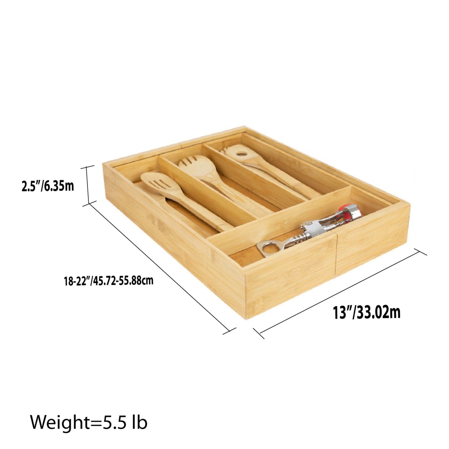 Expandable Bamboo Utensil Tray, Natural