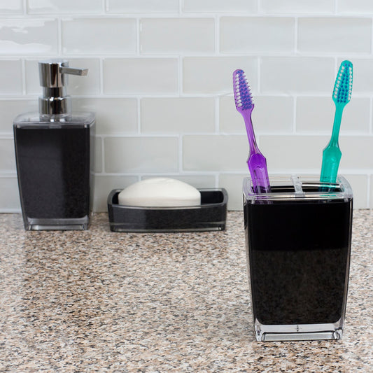 Acrylic Plastic Toothbrush Holder, Black