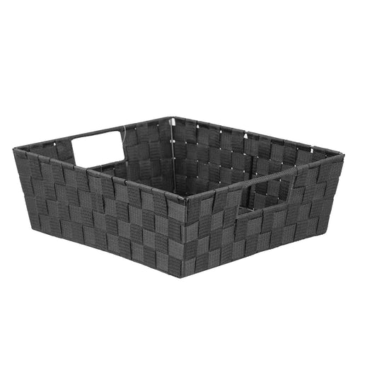 Large Polyester Woven Strap Open Bin, Black